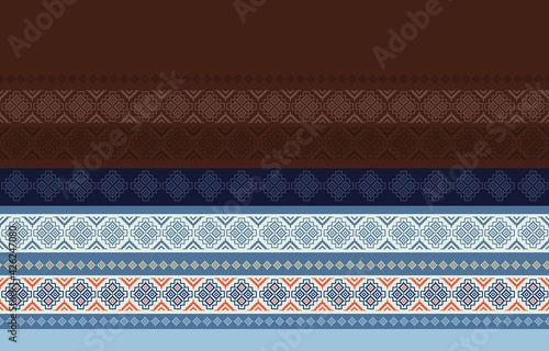 Geometric ethnic pattern seamless flower color oriental. seamless pattern. Design for fabric, curtain, background, carpet, wallpaper, clothing, wrapping, Batik, fabric,Vector illustration