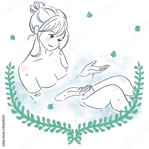 バスタイムの女性
