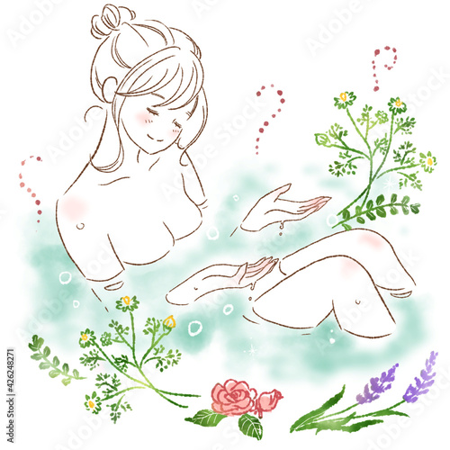 バスタイムの女性
