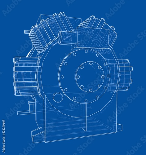 Air conditioning compressor. Vector