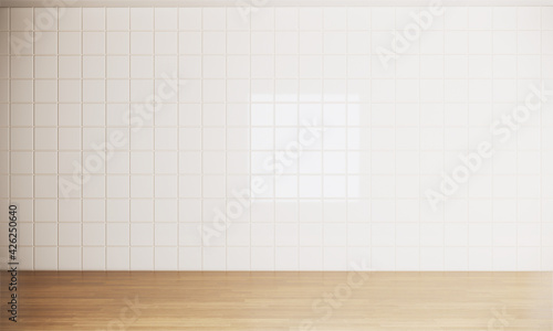 white wall and wooden floor 3d background 