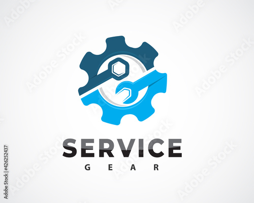 auto service gear machine logo symbol design illustration