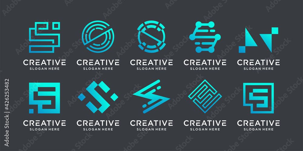 Set of monogram initial letter S logo design template. icons for business Premium Vector Set of monogram initial letter S logo design template. icons for business Premium Vector