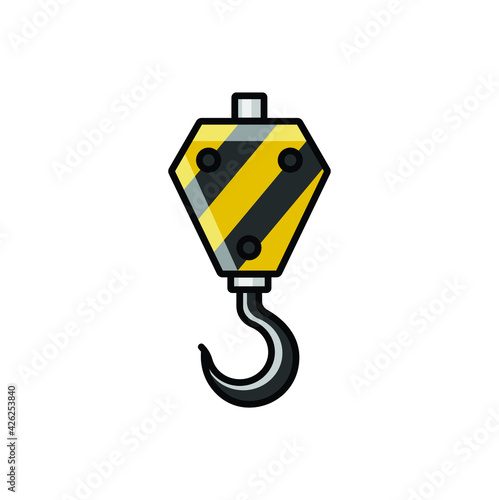 Crane hook in drawing style isolated vector. Hand drawn object illustration for your presentation, teaching materials or others.