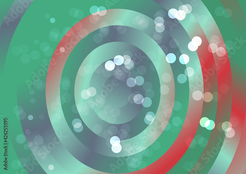 Red Green and Grey Concentric Circles in Bokeh Background