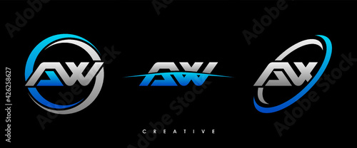 AW Letter Initial Logo Design Template Vector Illustration