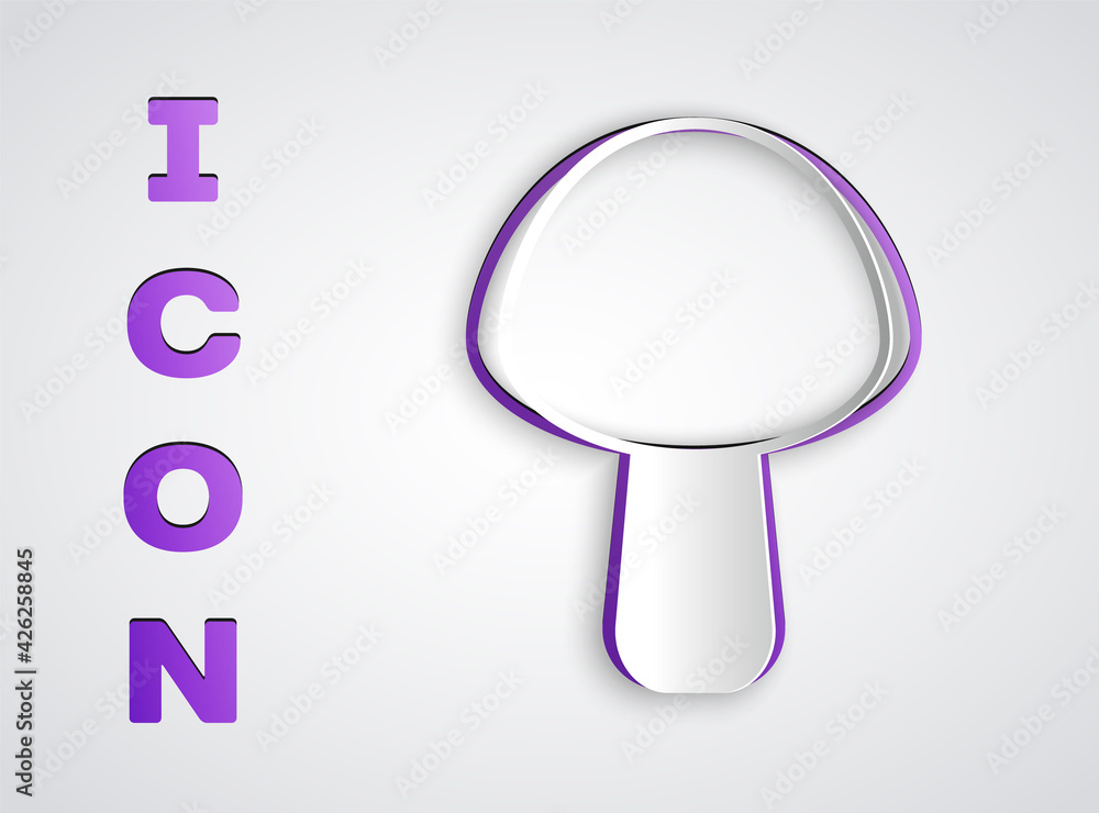 Paper cut Mushroom icon isolated on grey background. Paper art style. Vector Paper cut Mushroom icon isolated on grey background. Paper art style. Vector