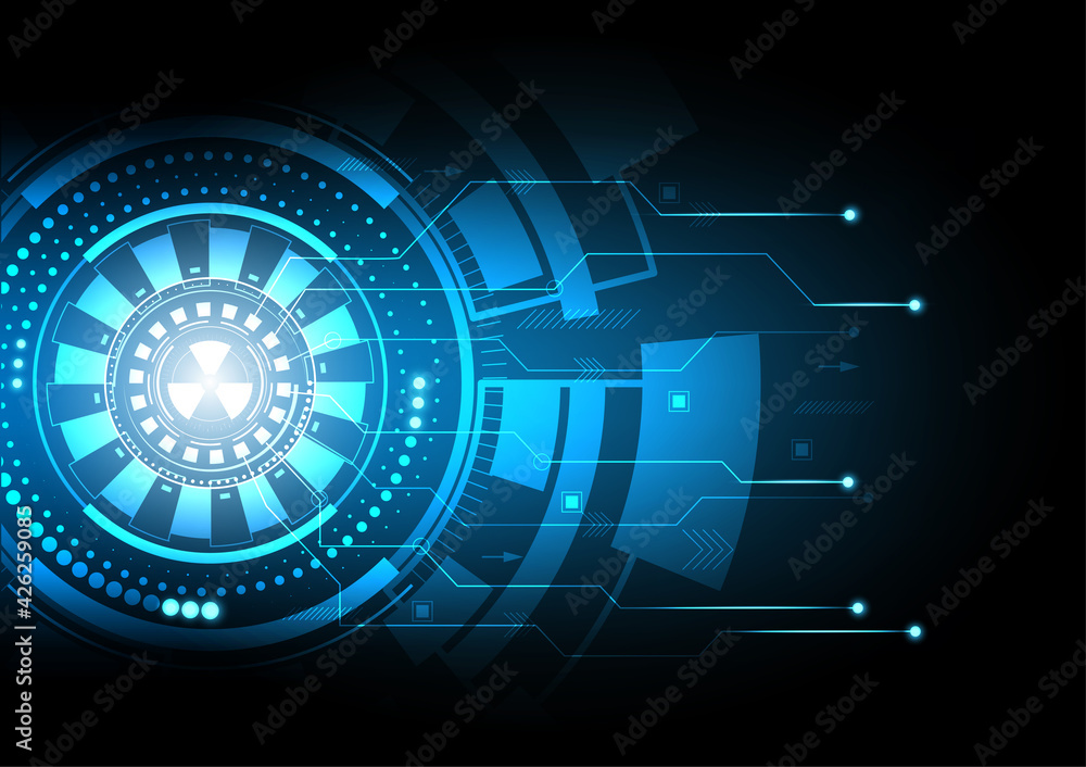 Abstract hi-tech background. Future technology digital circuit network and circle shape innovation vector illustration. Abstract hi-tech background. Future technology digital circuit network and circle shape innovation vector illustration.