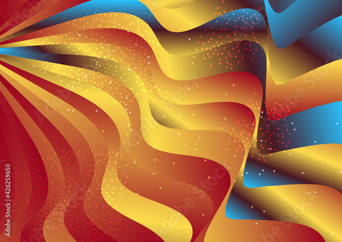 Abstract Modern Red Yellow and Blue Wavy Fluid Liquid Background