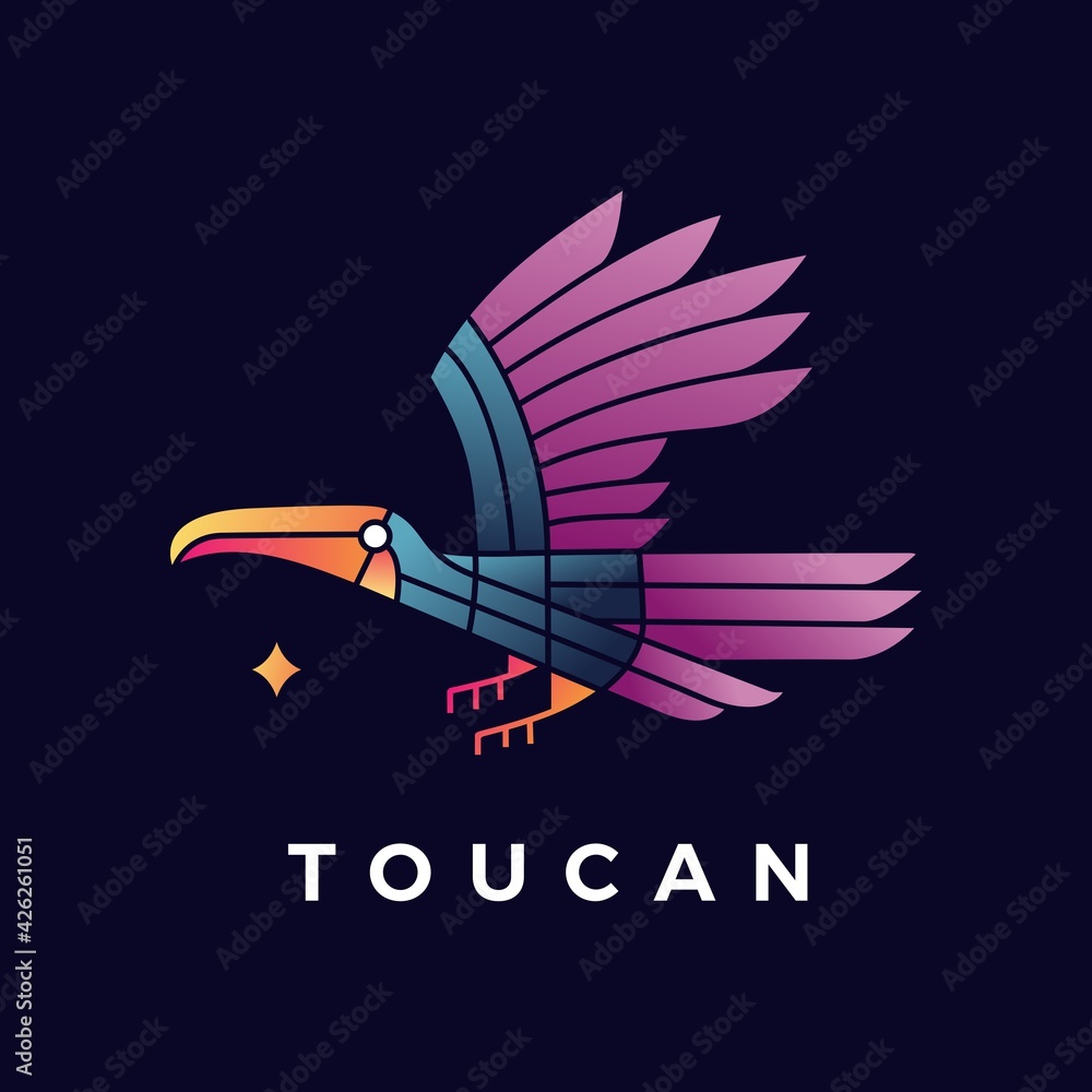 Fototapeta premium toucan bird gradient logo vector icon illustration