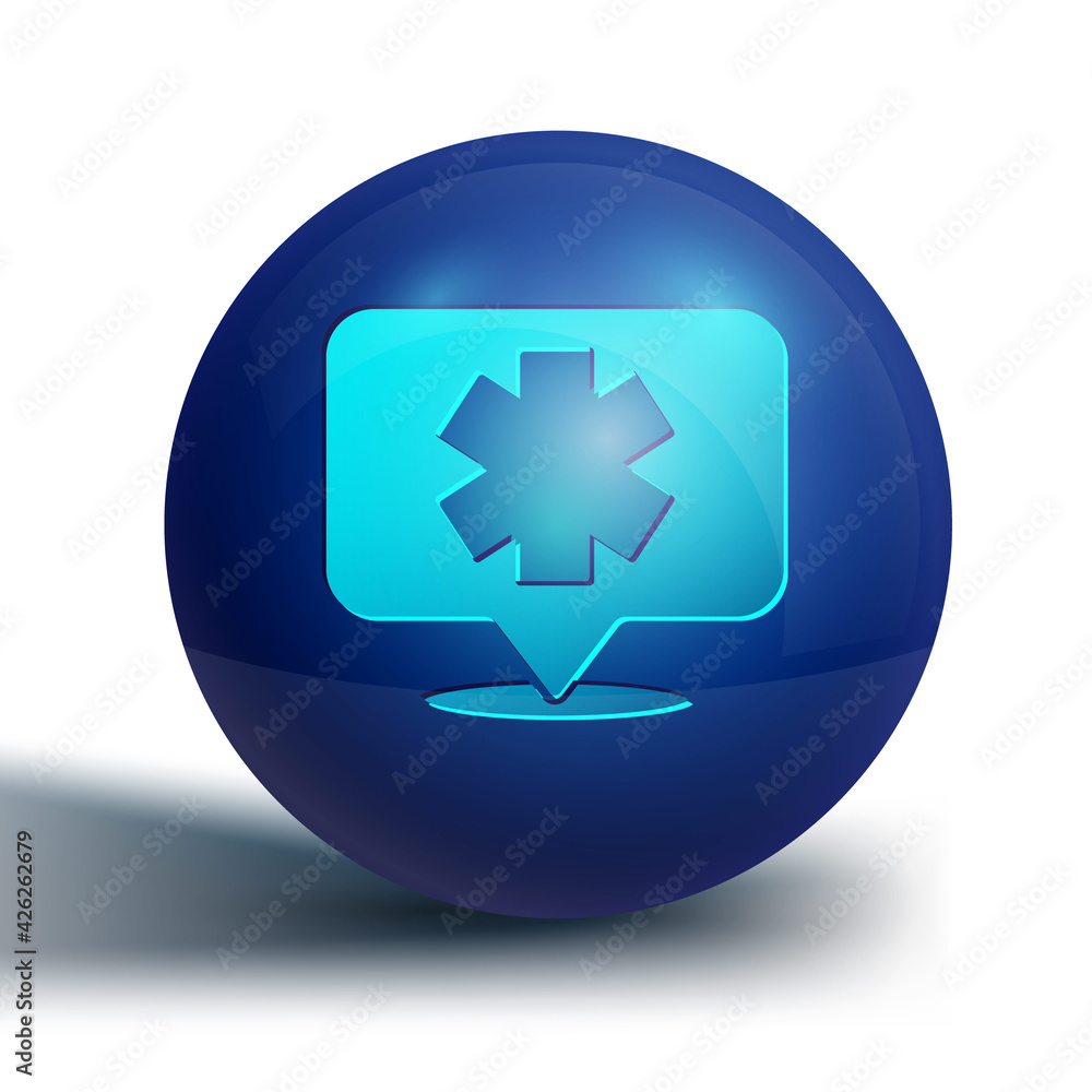 Blue Medical symbol of the Emergency - Star of Life icon isolated on white background. Blue circle button. Vector Blue Medical symbol of the Emergency - Star of Life icon isolated on white background. Blue circle button. Vector