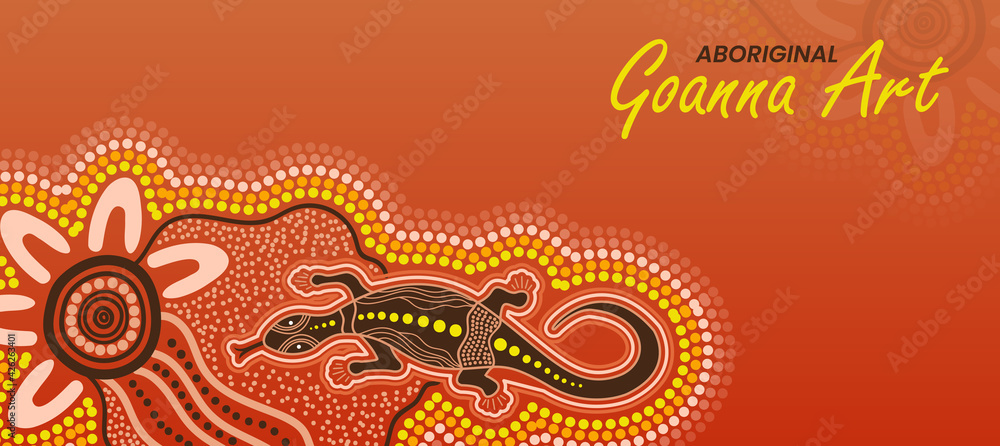 Εκτύπωση καμβά Goanna aboriginal art poster design