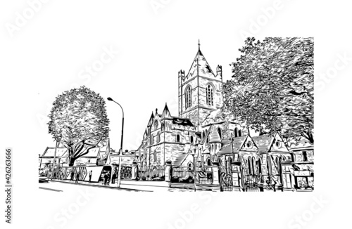 Photography Building view with landmark of Dublin is the 
capital of the Republic of Ireland