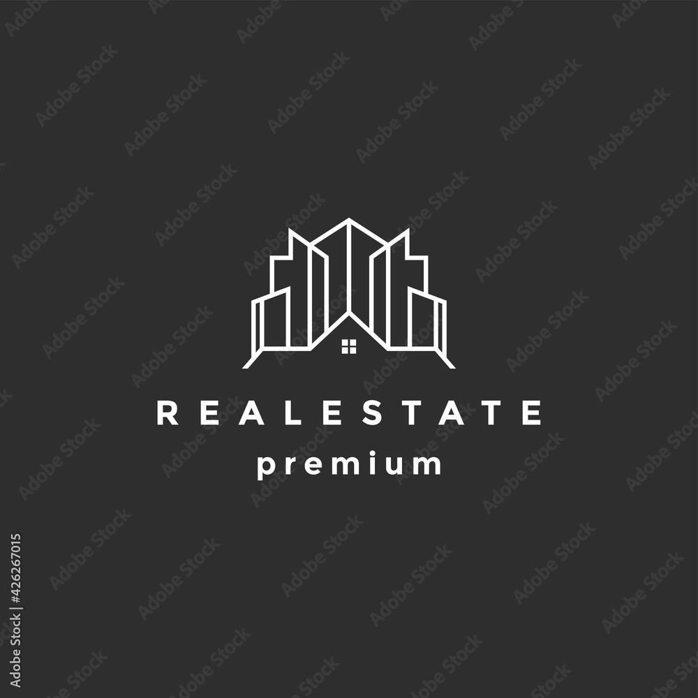 Minimalis logo real estate. on black background