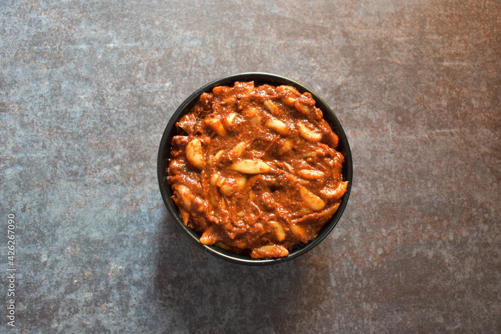 Indian traditional spicy garlic pickle Indian traditional spicy garlic pickle