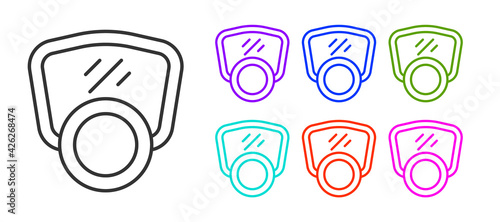 Black line Gas mask icon isolated on white background. Respirator sign. Set icons colorful. Vector