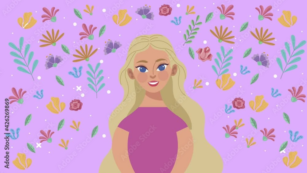 beautiful blond woman with flowers pattern beautiful blond woman with flowers pattern