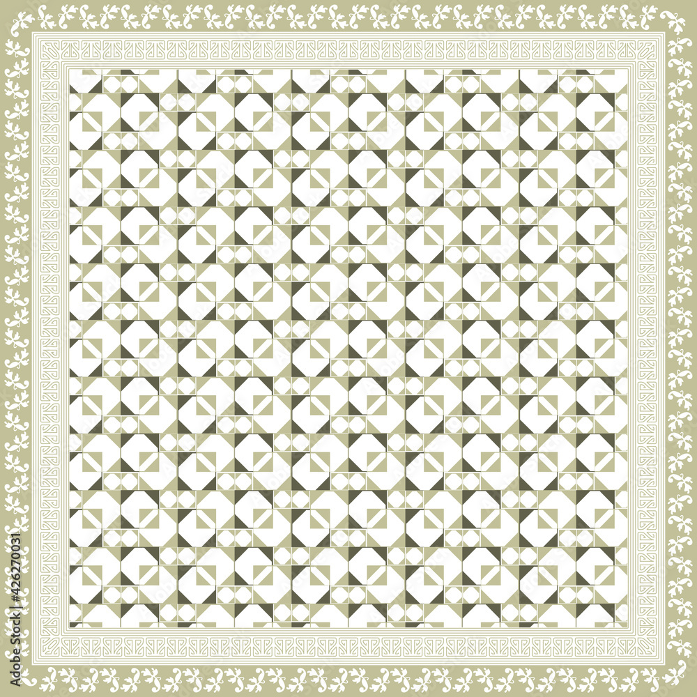 Abstract scarf pattern with floral design element. Hijab motif with flower ornament Abstract scarf pattern with floral design element. Hijab motif with flower ornament