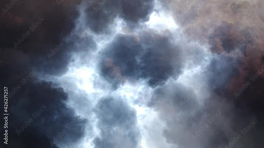 the inside of the cumulonimbus cloud where there were flashes of lightning in it. the inside of the cumulonimbus cloud where there were flashes of lightning in it.