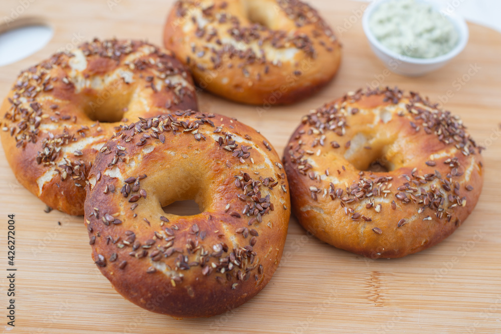 home made whole grain bagels