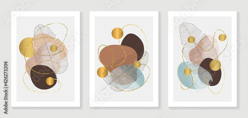 Abstract art leaf background vector. Organic abstract art style wallpaper with leaves and floral pattern, paint splatter watercolor in warm colors design for poster, cover, wall art, packaging design.