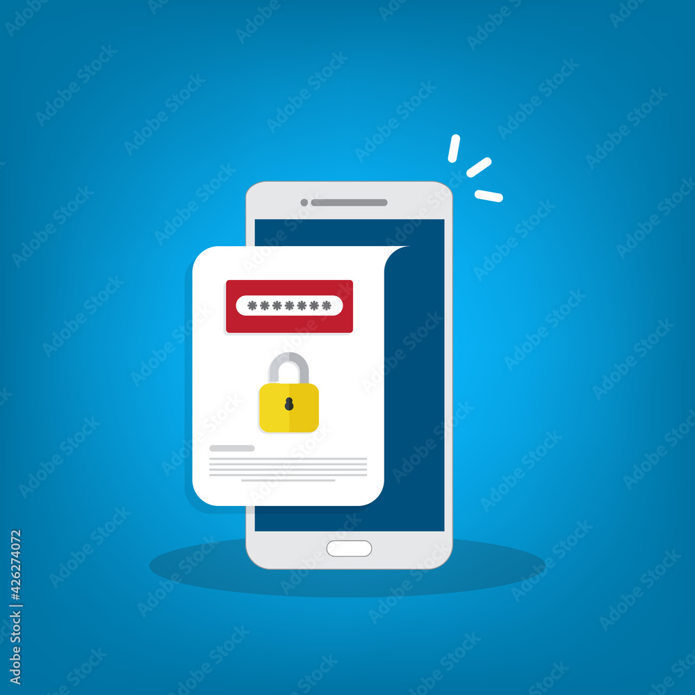 Unlocked, notification and password field on a mobile phone. Smartphone security concept. Unlocked, notification and password field on a mobile phone. Smartphone security concept.
