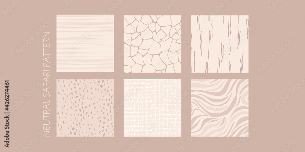 abstract neutral brown nude safari zoo animal texture. beige earthy natural color stipe spot pattern for beauty, fashion, make up, textile, package, spa content. exotic vector illustration backdrop