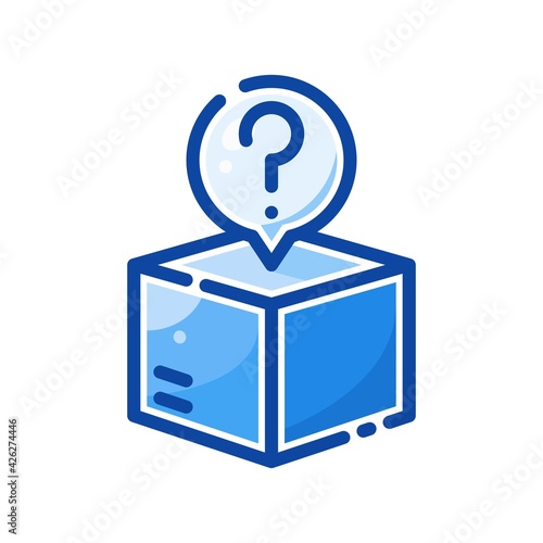 mystery box icon in filled line style isolated on white background. EPS 10