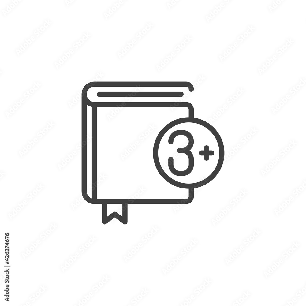 Book for 3-year-olds line icon