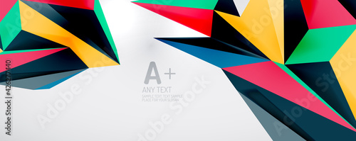 Vector triangle geometric backgrounds. Low poly 3d shape on light backdrop. Vector illustration for covers  banners  flyers and posters and other designs