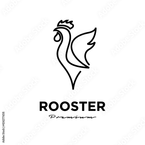 abstract Rooster line icon logo design template Vector Illustration