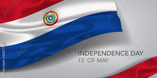 Paraguay happy independence day greeting card, banner with template text vector illustration