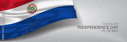 Paraguay independence day vector banner, greeting card