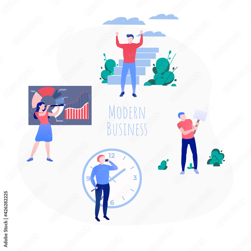 Modern business banner with office person set Modern business banner with office person set