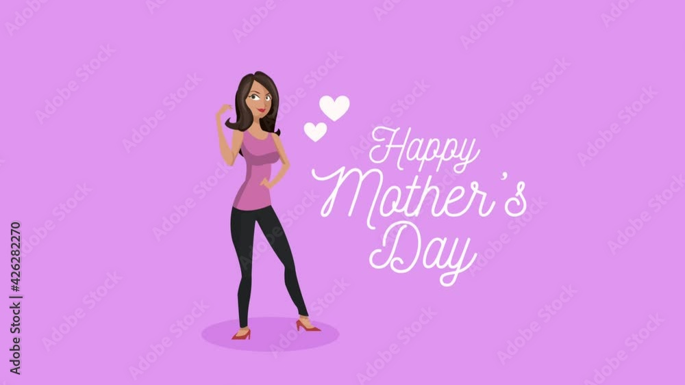 happy mothers day lettering with cute mommy happy mothers day lettering with cute mommy