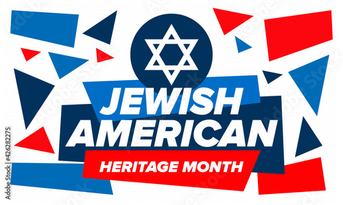 Jewish American Heritage Month. Celebrated annual in May. Jewish American contribution to the history United States. Star of David. Israel symbol. Poster, card, banner and background. Vector