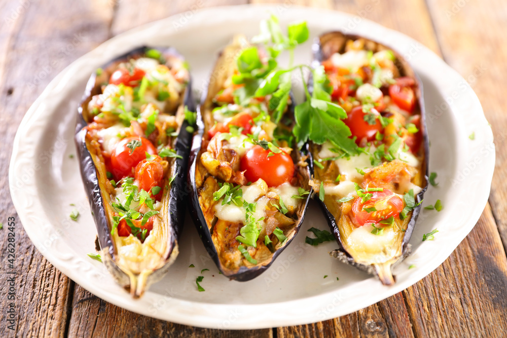 baked aubergine with tomato and mozzarella baked aubergine with tomato and mozzarella