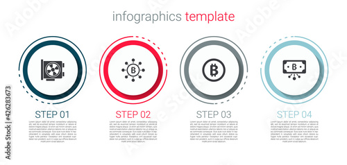 Set Video graphic card, Blockchain technology Bitcoin, and with circuit. Business infographic template. Vector