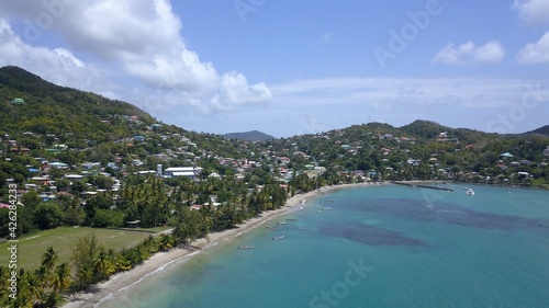 Fototapeta Naklejka Na Ścianę i Meble -  Aerial view of a white sand beach in Saint Lucia