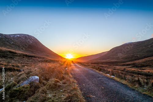 Winter sunset at the Glenveagh National Park in County Donegal - Ireland