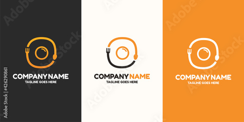 Initial letter O food Logo Design Template. Illustration vector graphic. Design concept fork and spoon With letter symbol. Perfect for  cafe, restaurant, cooking business