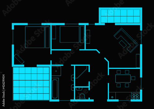 Architectural background. Building construct plan. Home floor architect pattern.