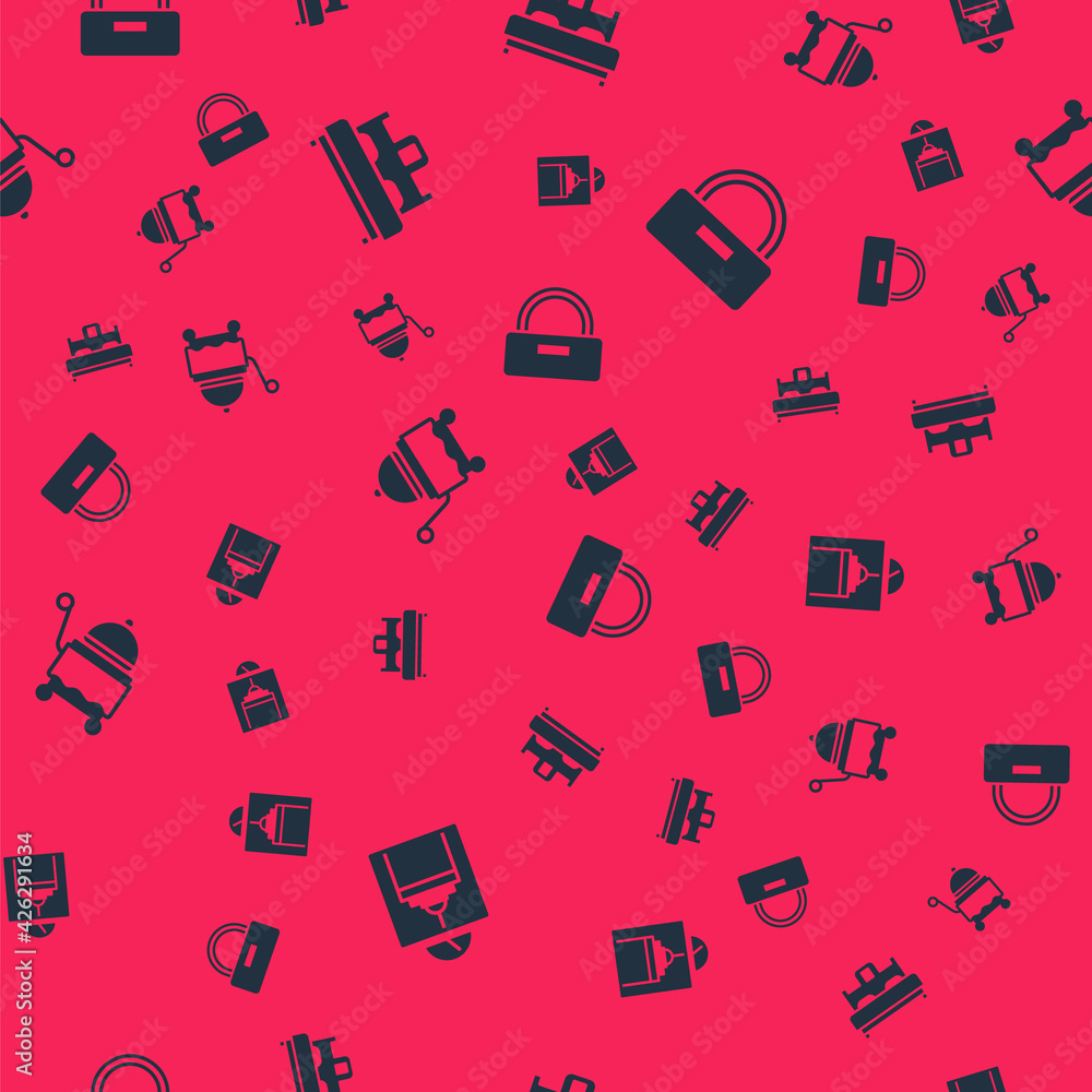 Set Lift, Bedroom, Covered with tray and Bellboy hat on seamless pattern. Vector Set Lift, Bedroom, Covered with tray and Bellboy hat on seamless pattern. Vector