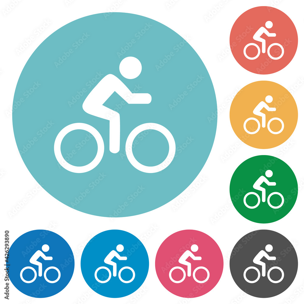 Bicycle with rider flat round icons Bicycle with rider flat round icons
