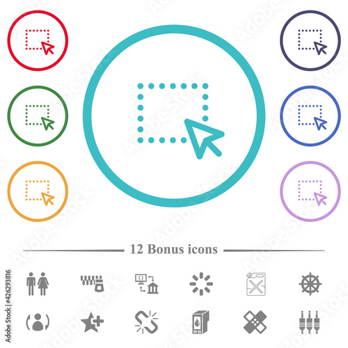 Drag and drop operation flat color icons in circle shape outlines