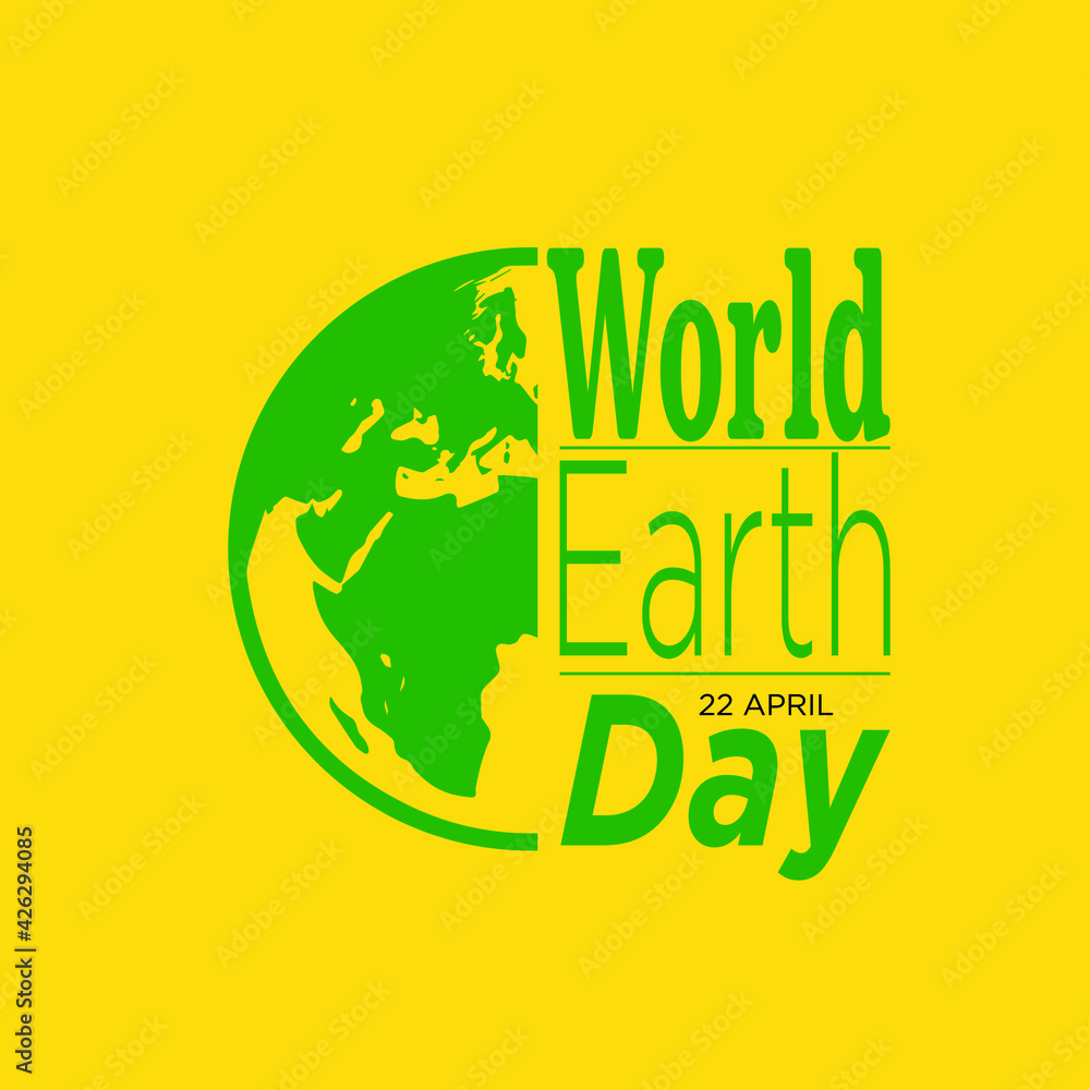 Typographic design for Earth Day. Concept Poster With Green Leaves. Vector Template. with white background. Typographic design for Earth Day. Concept Poster With Green Leaves. Vector Template. with white background.
