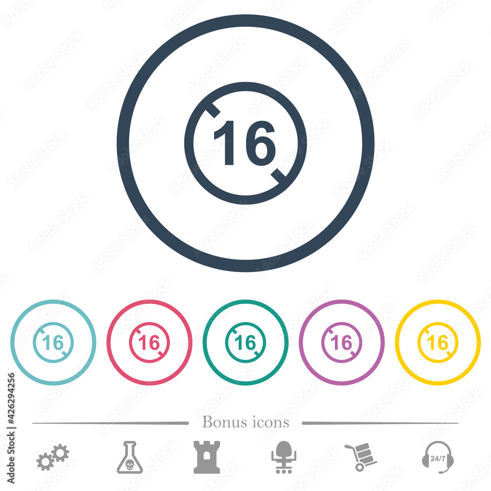 Not allowed under 16 flat color icons in round outlines Not allowed under 16 flat color icons in round outlines