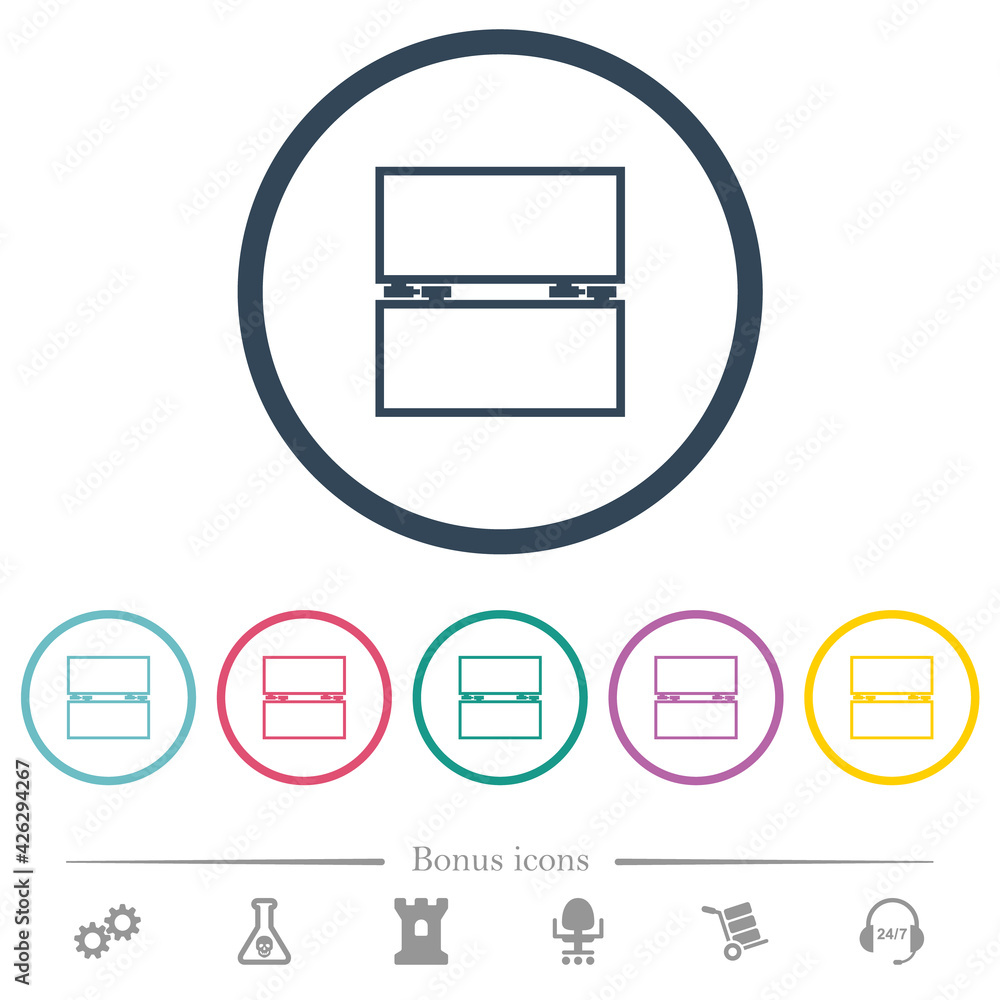 Empty toolbox flat color icons in round outlines Empty toolbox flat color icons in round outlines