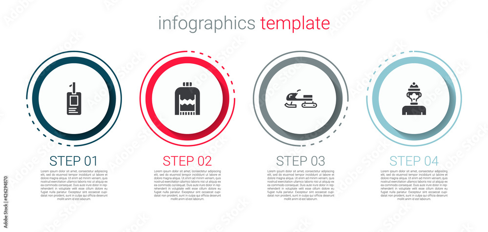 Set Identification badge, Christmas sweater, Snowmobile and Winter athlete. Business infographic template. Vector Set Identification badge, Christmas sweater, Snowmobile and Winter athlete. Business infographic template. Vector