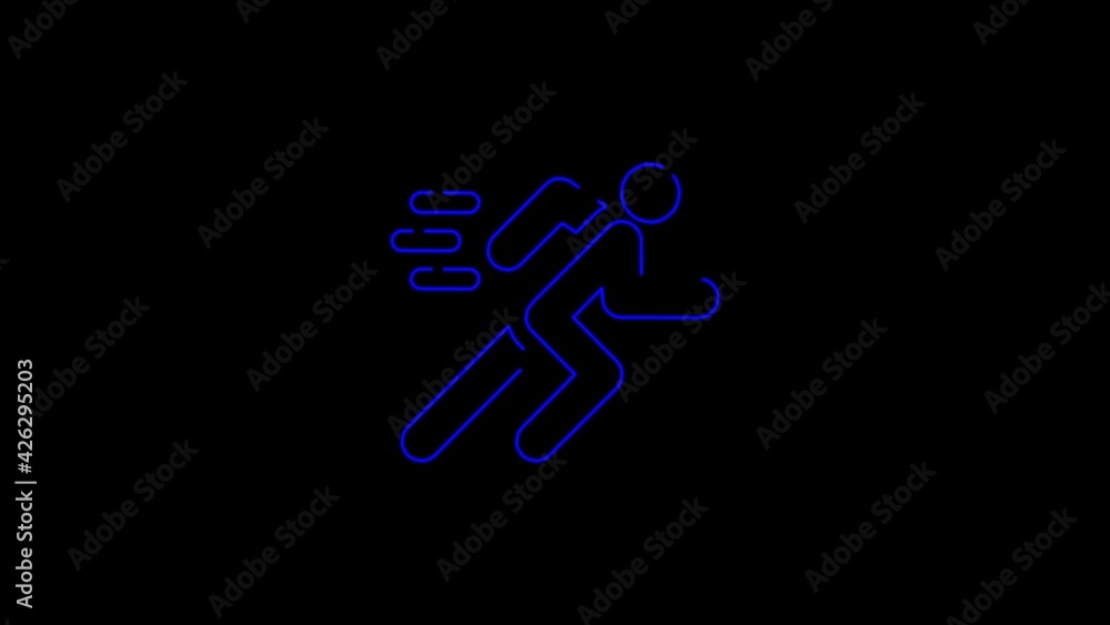 Sport running people icon abstract seamless animation of 4k neon lines. Beautiful animation of neon lines 4K video close-up. Sport. Sport running people icon abstract seamless animation of 4k neon lines. Beautiful animation of neon lines 4K video close-up. Sport.
